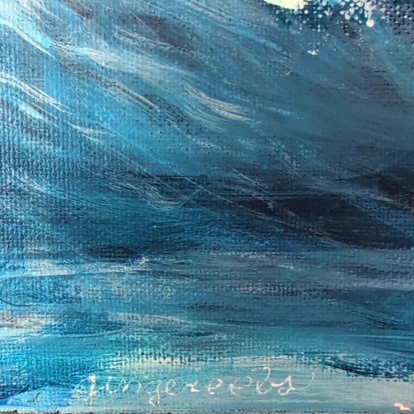 Ocean Waves Canvas Art, Original Acrylic Painting On Canvas 24X18 Coastal Beach - Picture 6 of 10